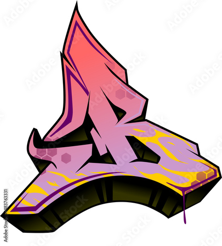 Graffiti B, letter B with a dynamic color combination and looks glowing