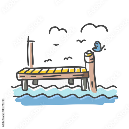 fishing pier icon, fishing pier vector illustration-simple illustration of fishing pier, perfect for fishing pier logos and icons