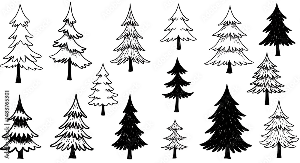 Obraz premium Evergreen Sketches AI Generated