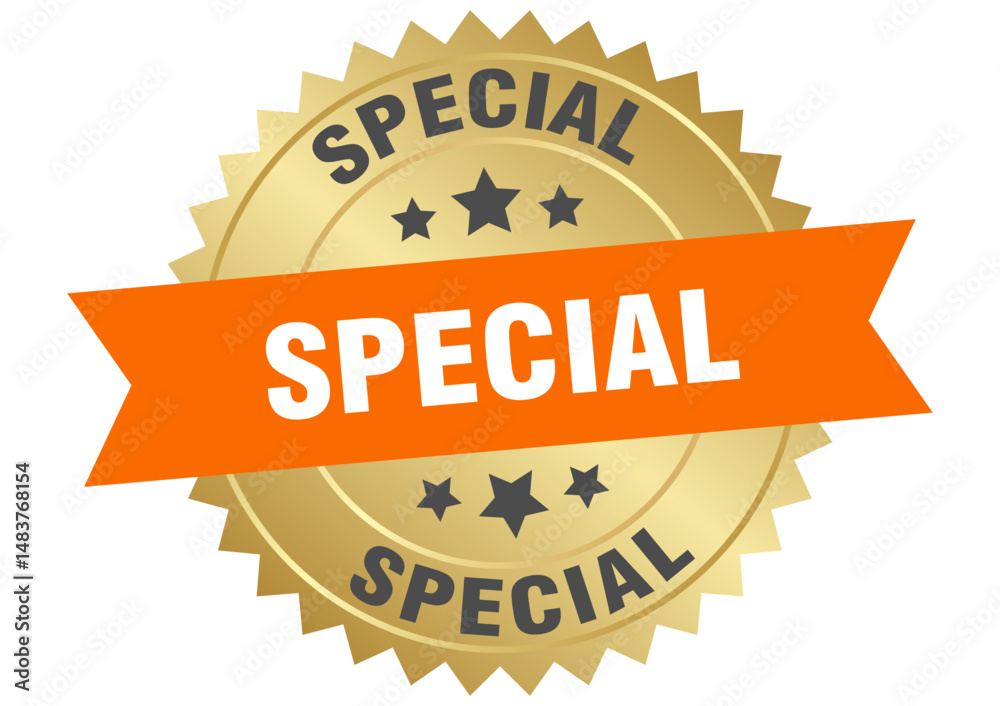 Obraz premium special. special round orange and gold label isolated on transparent background