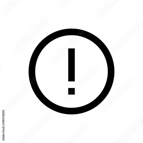 An illustration of a black exclamation point inside a black circle on a white background symbolising caution