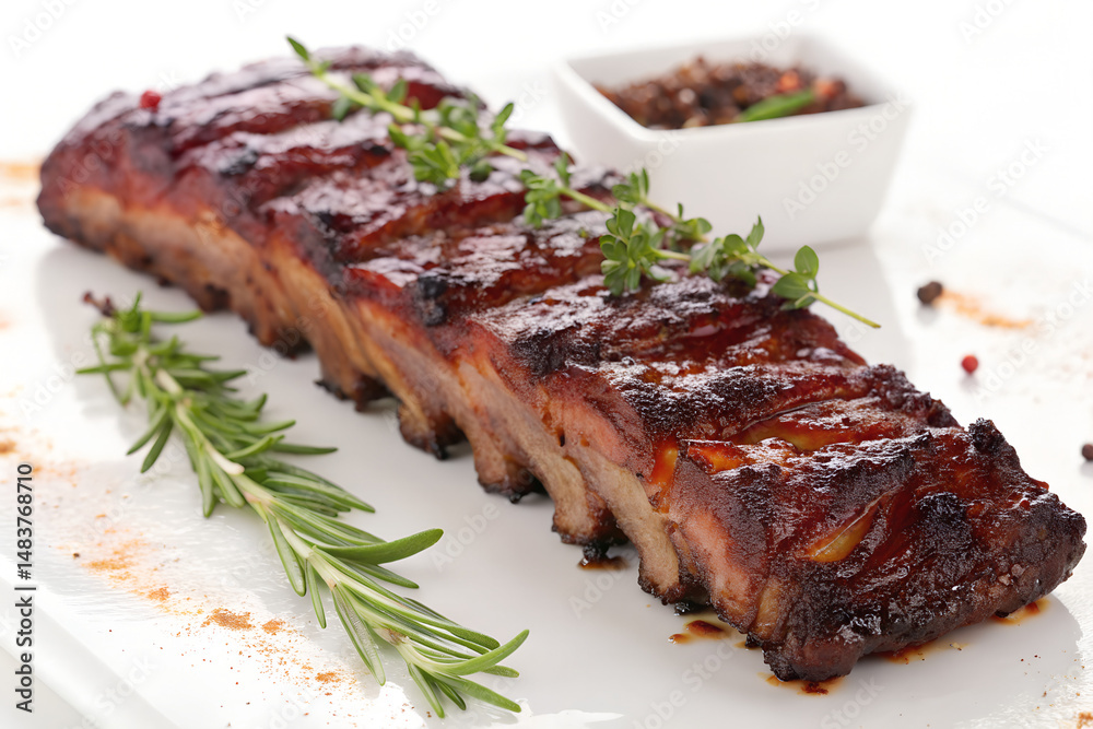 Barbecue Ribs with Herbs and Sauce Barbecue Ribs with Herbs and Sauce
