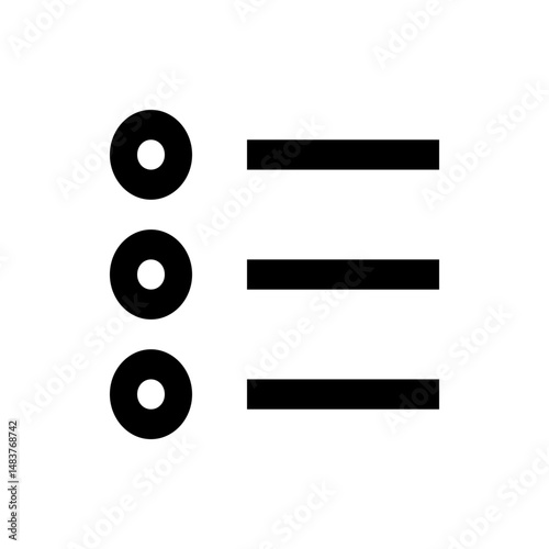 Illustration of a bulleted list with three bullet points and three horizontal lines in black and white design