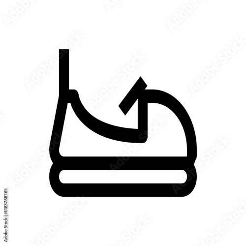 Illustration of a black bumper car with a seat and a steering wheel in a simple and minimalist style
