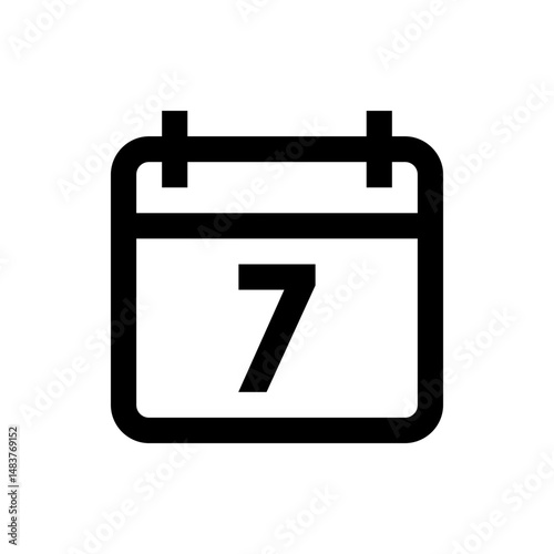 Illustration of a calendar icon with a prominent number seven displayed in the center in black outline
