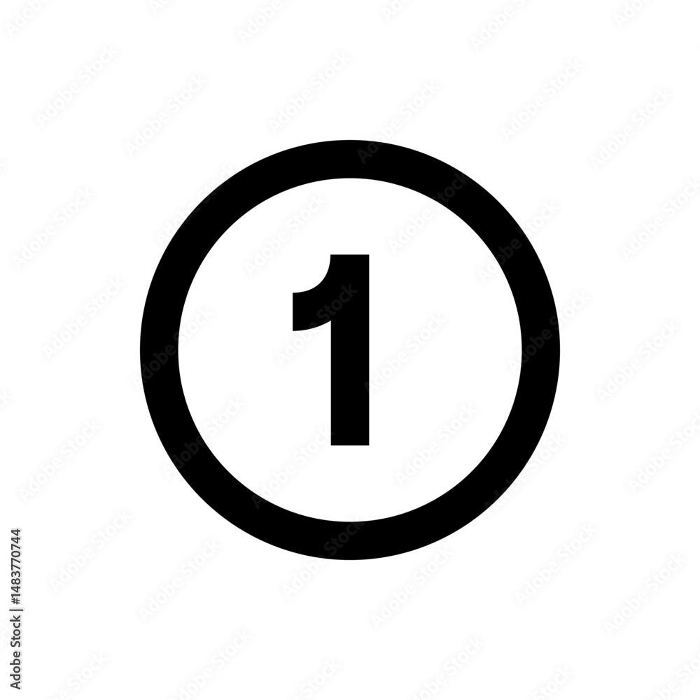 A simple graphic depicting the number one centered within a black outlined circle on a white background A simple graphic depicting the number one centered within a black outlined circle on a white background