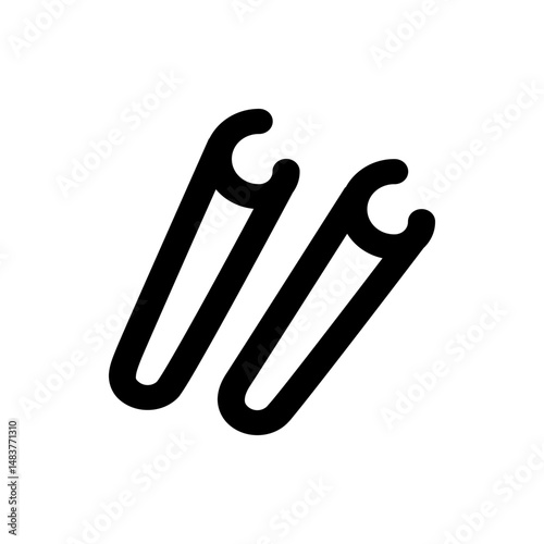 Two black parallel shapes with rounded ends and u shaped cuts on top against a white background image