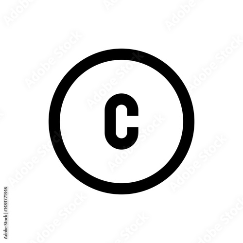 A black and white image showing a copyright symbol with a c inside of a circle on a white background design