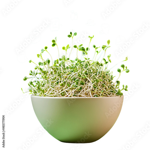 nutritious bowl of sprouts with protein and vitamin icons