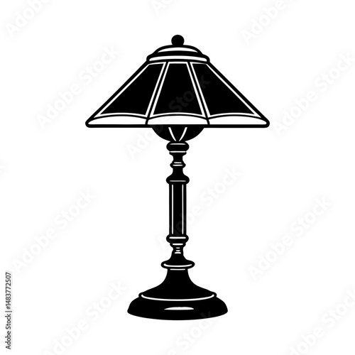 black vintage table lamp silhouette vector art