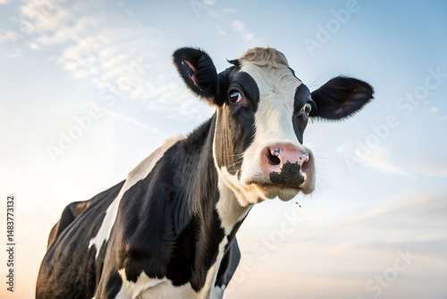 Black and White Dairy Cow Portrait