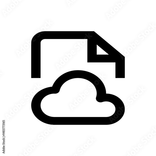 Black outline of a document icon placed above a cloud symbol, indicating file storage in the cloud system