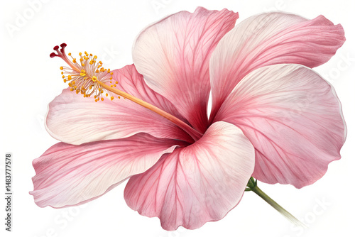 Beautiful Pink Hibiscus Flower Close-Up