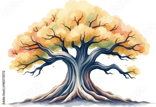Sprawling tree with a lush crown.
