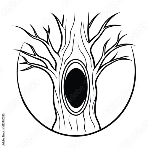 A hollow in a tree silhouette