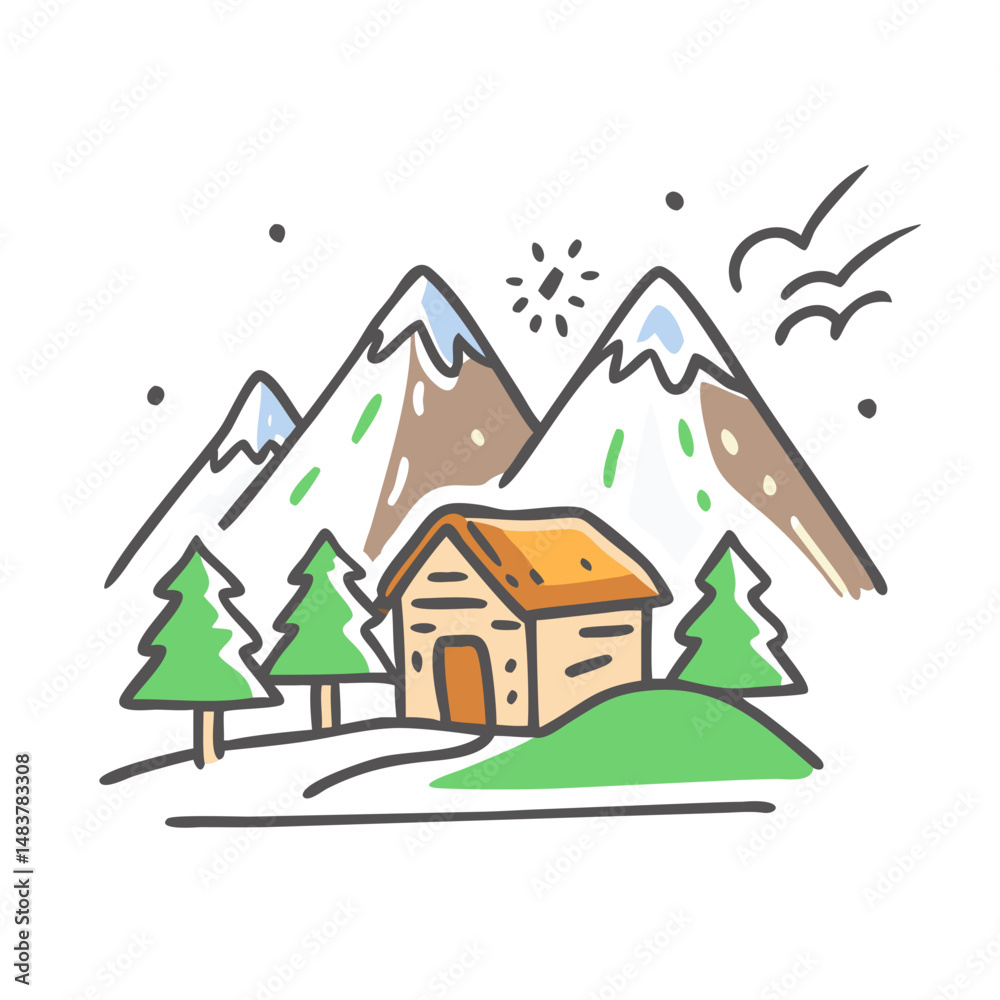 Fototapeta premium mountain cabin icon, mountain cabin vector illustration-simple illustration of mountain cabin, perfect for mountain cabin logos and icons