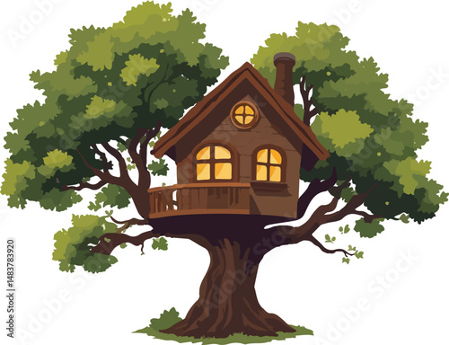 House on the tree vector illustration.