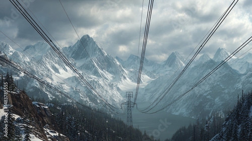 cable lines through mountains