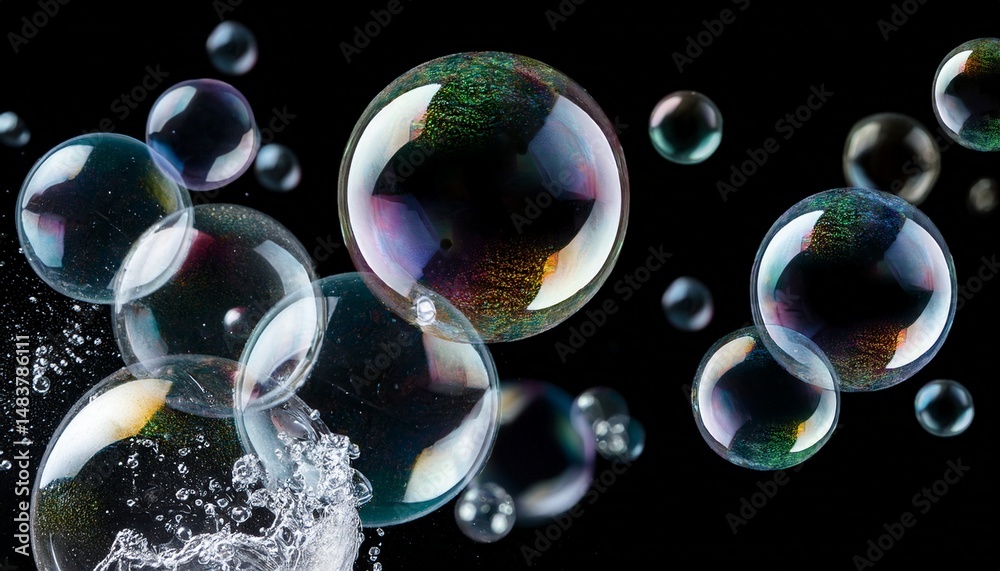 Naklejka premium soap bubbles on transparent background