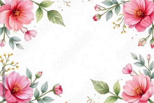 Delicate watercolor floral pattern on white background, feminine, background
