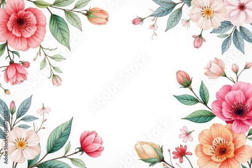 Delicate watercolor floral pattern on white background, vintage, print, floral