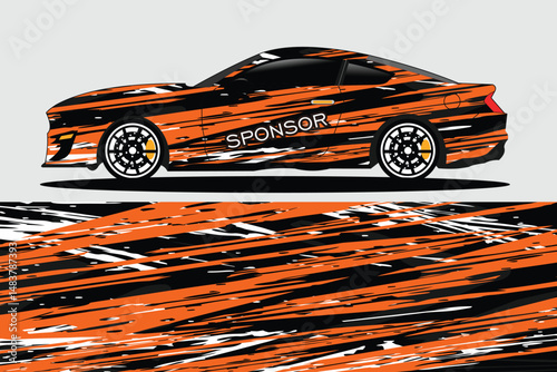 Sporty car with dynamic design on a gray background