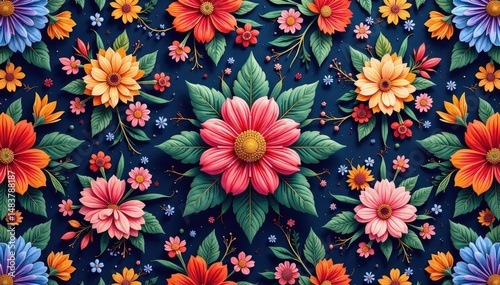 Intricate floral design, repeating infinitely , beautiful, bloom