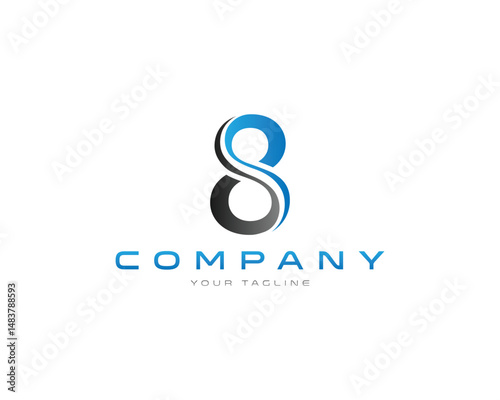 Modern number eight logo design vector template for company branding and corporate identity with smooth curves