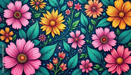 Wallpaper Mural Intricate line art floral pattern, perfect for event flyers , wedding, floral, art Torontodigital.ca