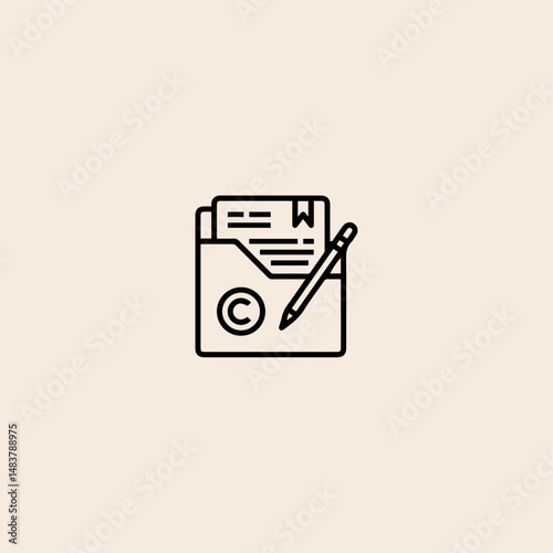 Copyright icon flat vector design. 