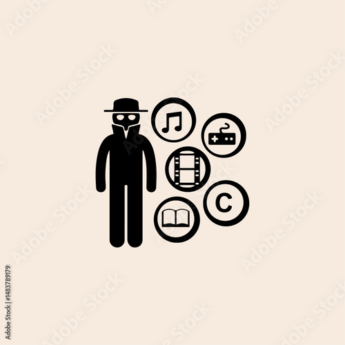 Copyright icon flat vector design. 