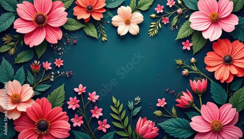 Nature-inspired floral motif, densely packed for continuous print , design, background, pretty