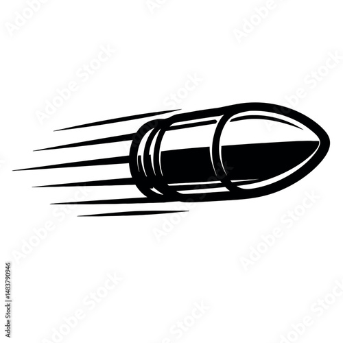 Flying Bullet Icon: Dynamic Speed & Impact Symbol