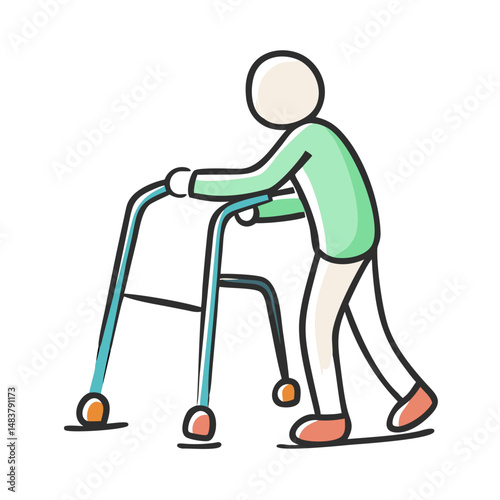 person with walking frame icon, person with walking frame vector illustration-simple illustration of person with walking frame, perfect for person with walking frame logos and icons