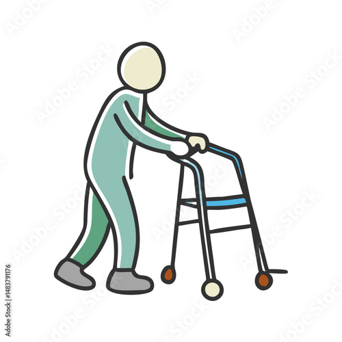 person with walking frame icon, person with walking frame vector illustration-simple illustration of person with walking frame, perfect for person with walking frame logos and icons