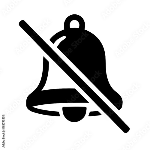 Black and White Mute Bell No Sound Icon