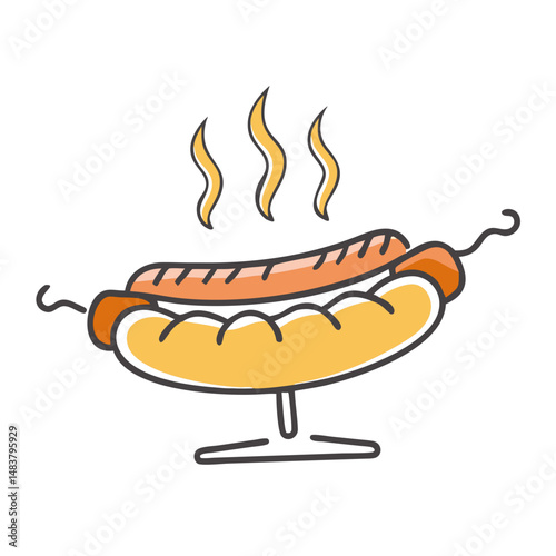 roasting hot dog icon, roasting hot dog vector illustration-simple illustration of roasting hot dog, perfect for roasting hot dog logos and icons