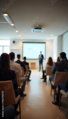 Generative AI Blurred vision of people attending a business conference or lecture