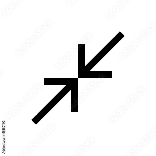 Two black arrows pointing towards each other on a white background indicating compression icon design