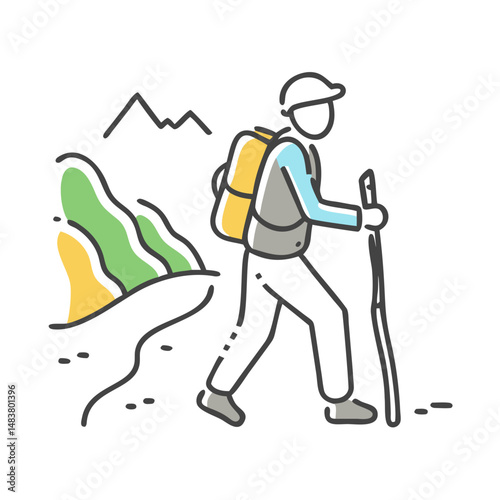 solo hiker walking icon, solo hiker walking vector illustration-simple illustration of solo hiker walking, perfect for solo hiker walking logos and icons