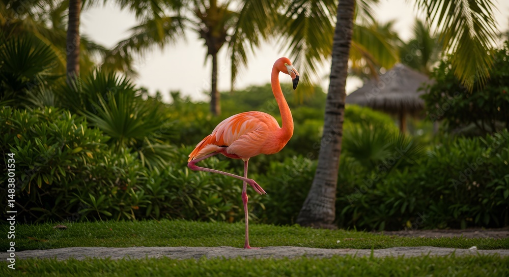 Fototapeta premium Lone Flamingo Standing Proudly