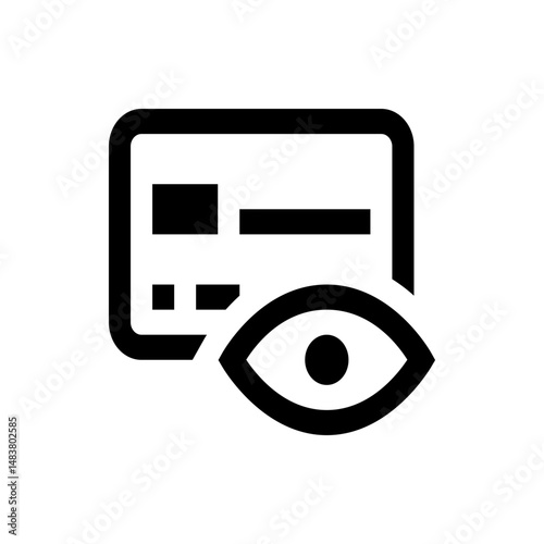 Card with eye icon representing view or visibility feature in black outline style on white background