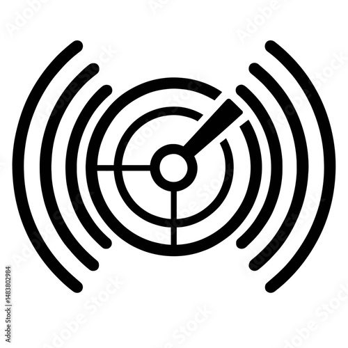 Black Graphic Radar Screen. Graphic Element Vector Icon Representing Detection, Scanning, or Alert.