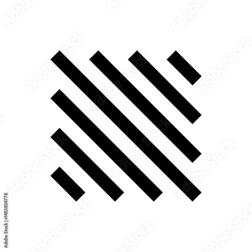 Diagonal black stripes arranged in a square pattern on a white background creating an abstract design look