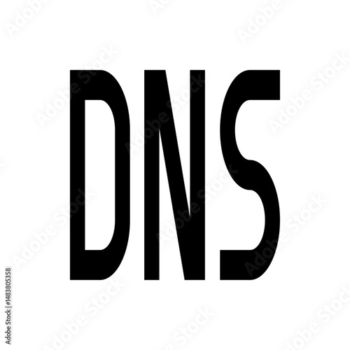 Illustration of the letters d n s in bold black font against a plain white background in a simple design