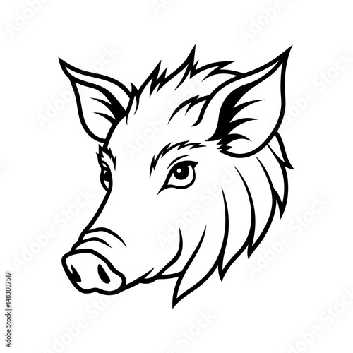 boar line art silhouette vector