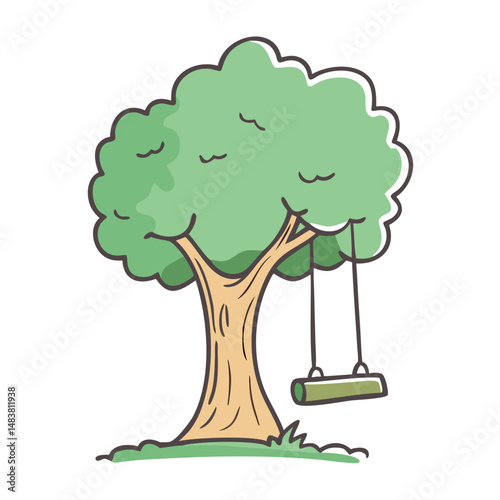 tree swing icon, tree swing vector illustration-simple illustration of tree swing, perfect for tree swing logos and icons