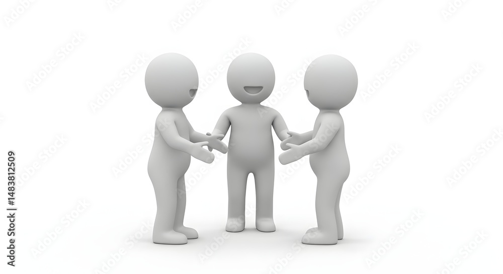 Teamwork, Collaboration, and Unity Three Figures Representing Shared Goals Teamwork, Collaboration, and Unity Three Figures Representing Shared Goals
