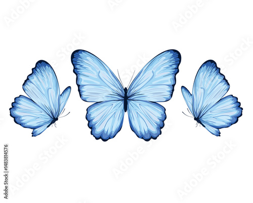 set of butterflies isolated on white	