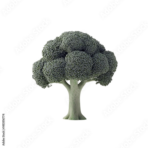 close up of green broccoli with natural texture on white
